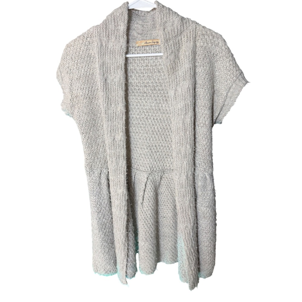 American Rag Knit Short Sleeve Open Cardigan Vest Gray Size M
